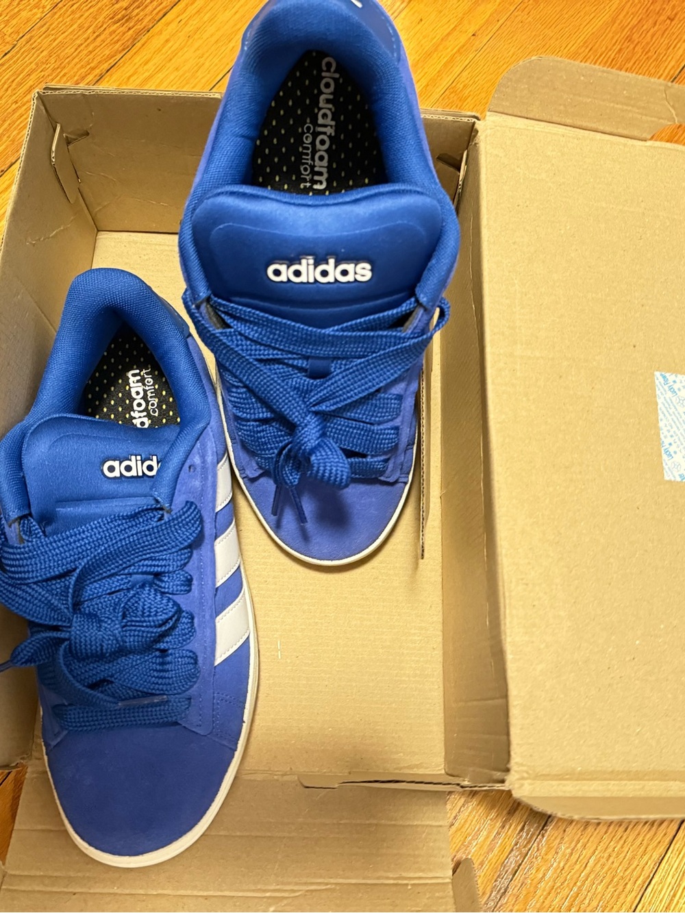 adidas Royal Blue Suede Sneakers with White Stripes - Picture 4 of 7